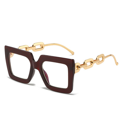 Large Square Flat Glasses - Brown