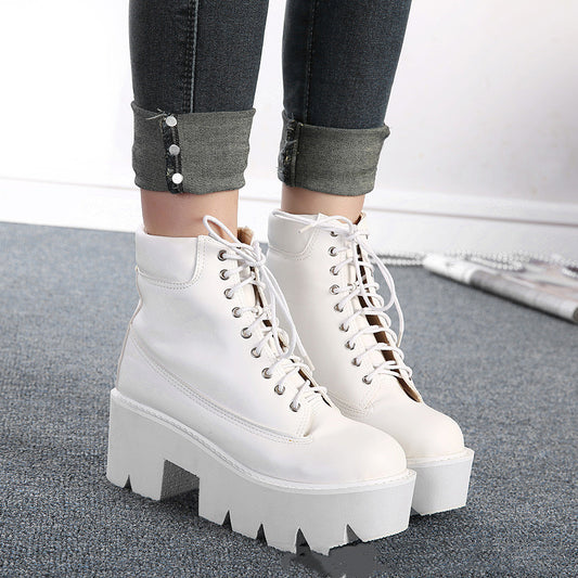 Thick Soled Boots with Laces -