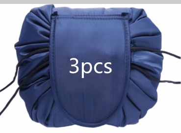Large Capacity Travel Toiletry Bag with Tie-Able Strings - Navy 3 PCS