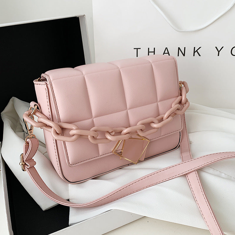 Small Textured Square Chain Bag - Pink