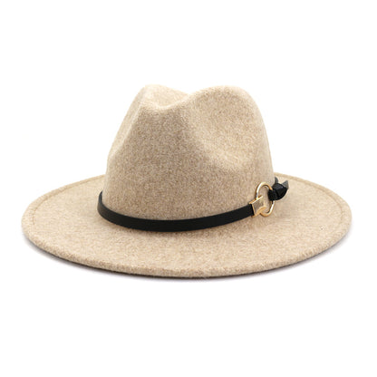 Classic Top Hat with Gold Ring - Beige