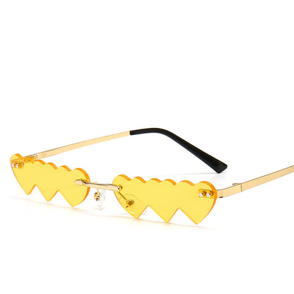 Women's Trimmed Sunglasses With Metal Rimless Sunglasses - Yellow