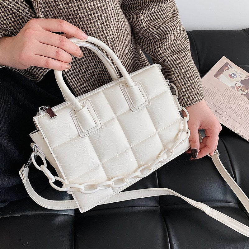 Small Textured Square Handbag - White
