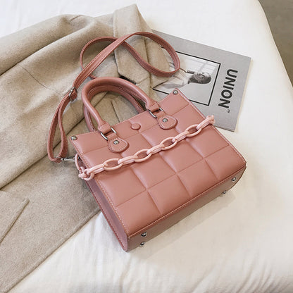 Small Textured Square Handbag - Pink