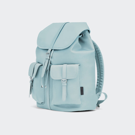 Minimalist Flap Drawstring Backpack - Blue