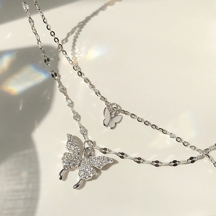 Layered Butterfly Necklaces - Silver