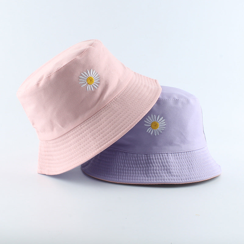 Embroidered Daisy Bucket Hat - A