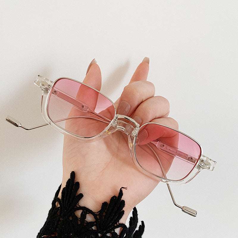 Light Weight Bottom Framed Rectangular Sunglasses - Pink