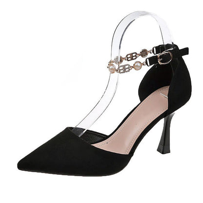 French Pointed Stiletto High Heels - Black