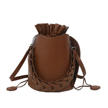 Adjustable Solid Colored Shoulder Bag with Chain Handle - Coffee