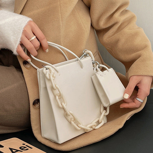 Small Leather Acrylic Chain Handbag -