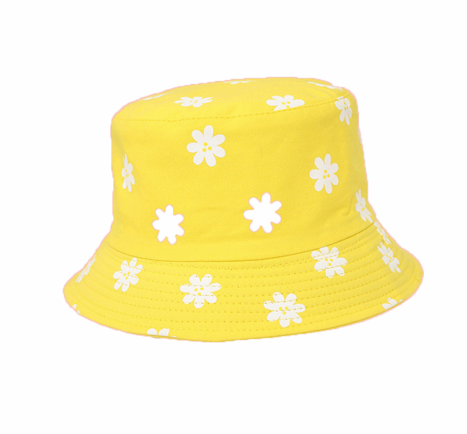 Double-Sided Daisy Bucket Hat - Yellow M