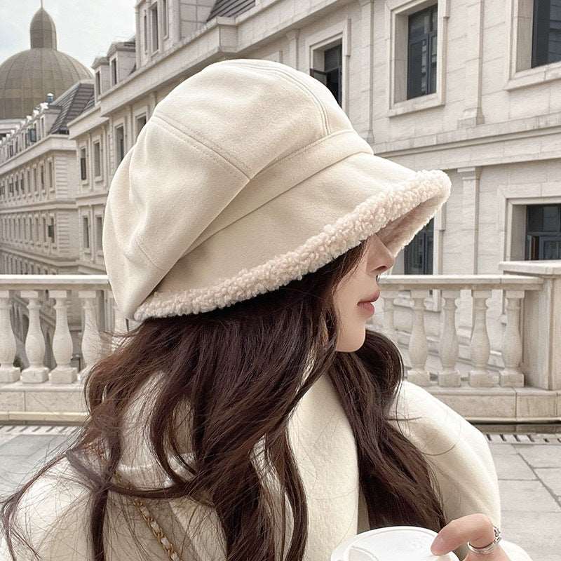 Fleece-Lined Warm Pile Bucket Hat - Cream Original