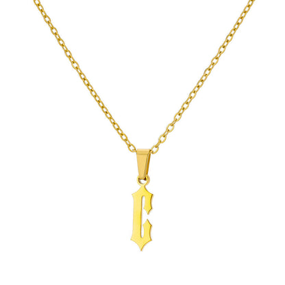 English Alphabet Letter Necklaces - C Gold
