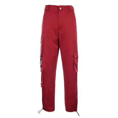 Everyday Multi-Pocket Cargo Pants - Red