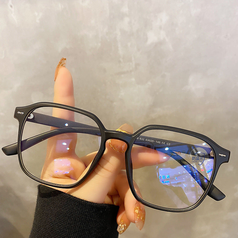 Square Framed Glasses - Frosted Black Blue Film