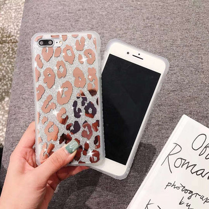 Shiny Leopard Print Phone Case with Glitter -