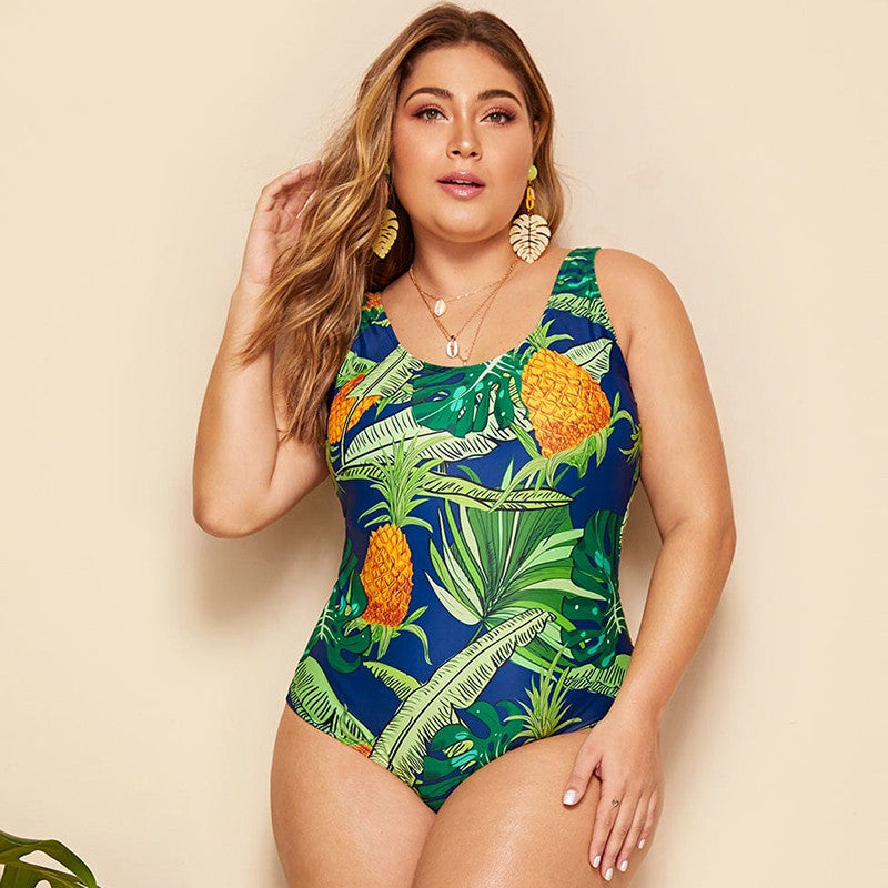 Plus size triangle one-piece swimsuit - Green