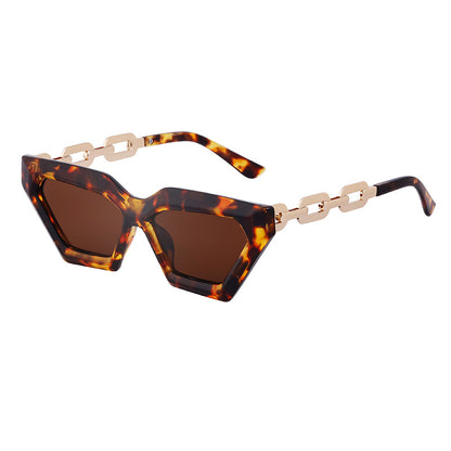 Thick Framed Cat Eye Sunglasses - C4 Leopard Print Tea Gold