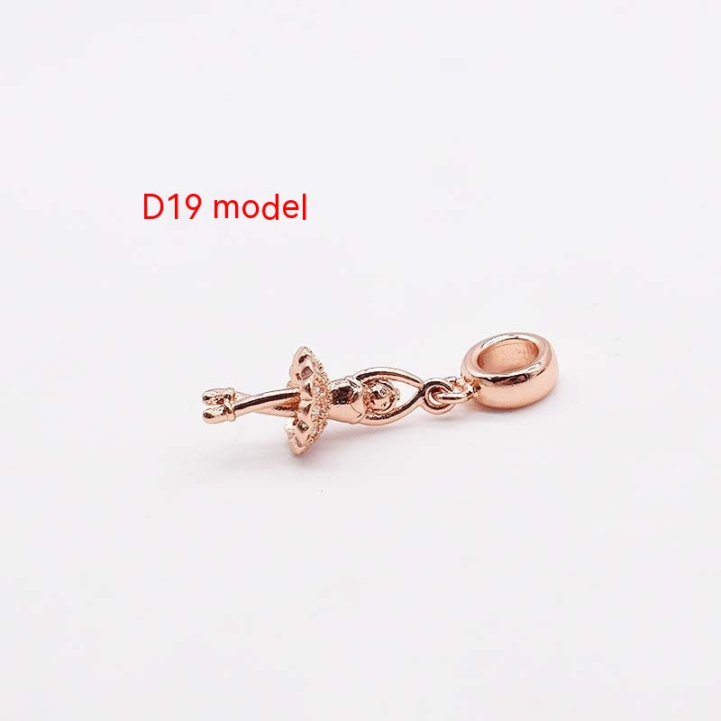Copper Plated Rose and Silver Jewelry Charms - Rose D19