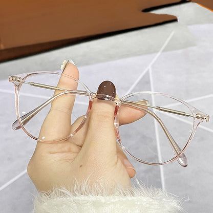 Round Thin Framed Glasses - Transparent powder
