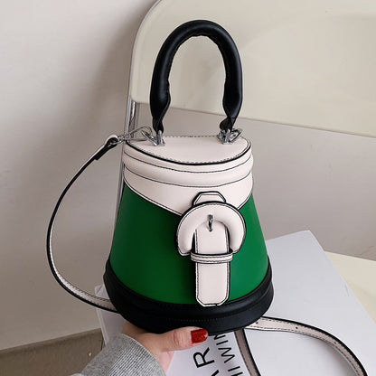 Small Bucket Handbag with Lock Front