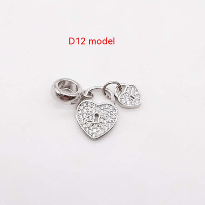 Copper Plated Rose and Silver Jewelry Charms - White Gold Color D12