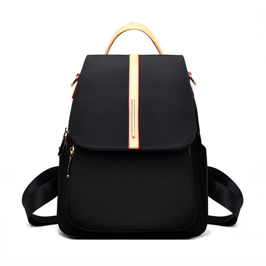 Gold and Matte Black Magnetic Lock Flap Backpack - Black