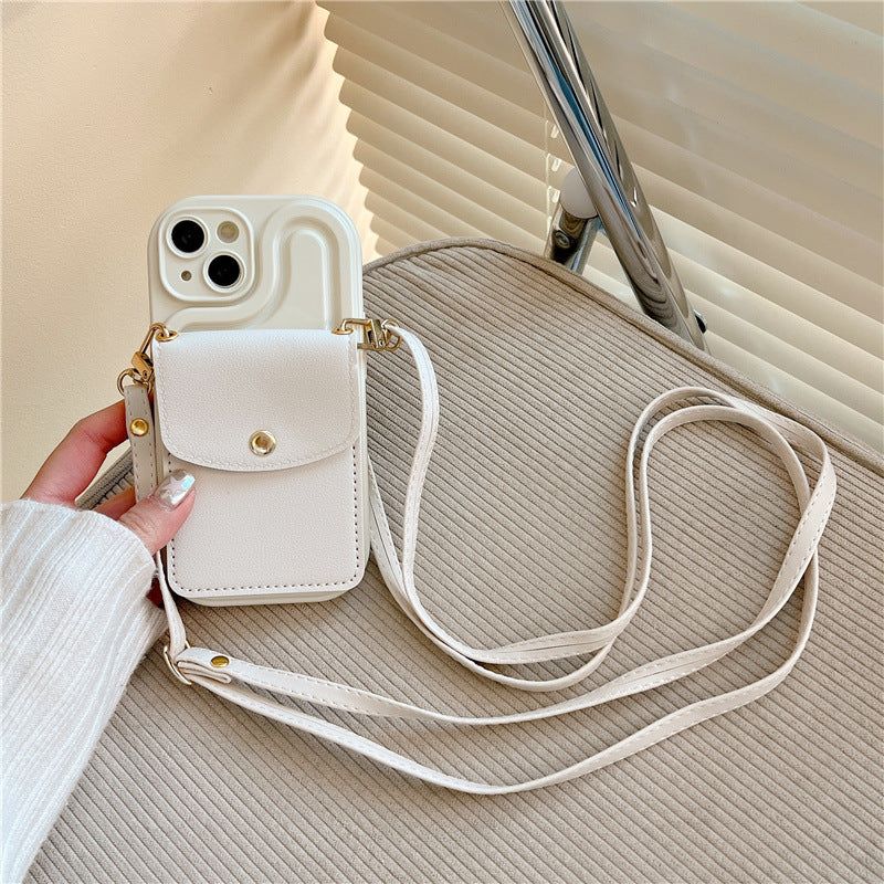 Thick Air Cushion Card Holder Lanyard Phone Case - White