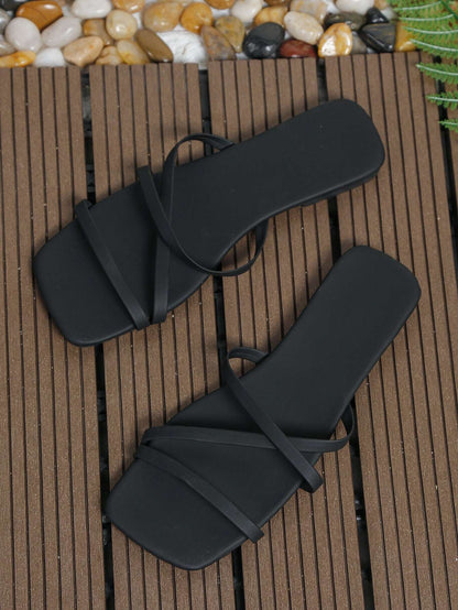Cross-Strap Summer Sandals - Black