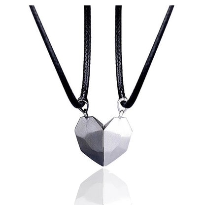 Magnetic Heart Necklace - White & Black Pendant