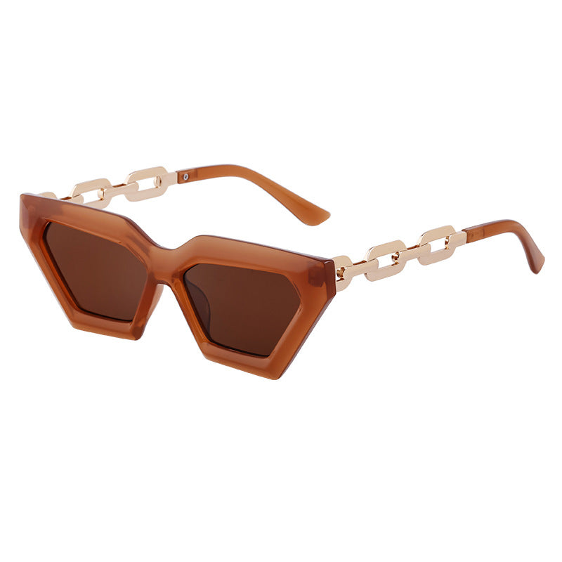 Thick Framed Cat Eye Sunglasses - C5 Brown gold