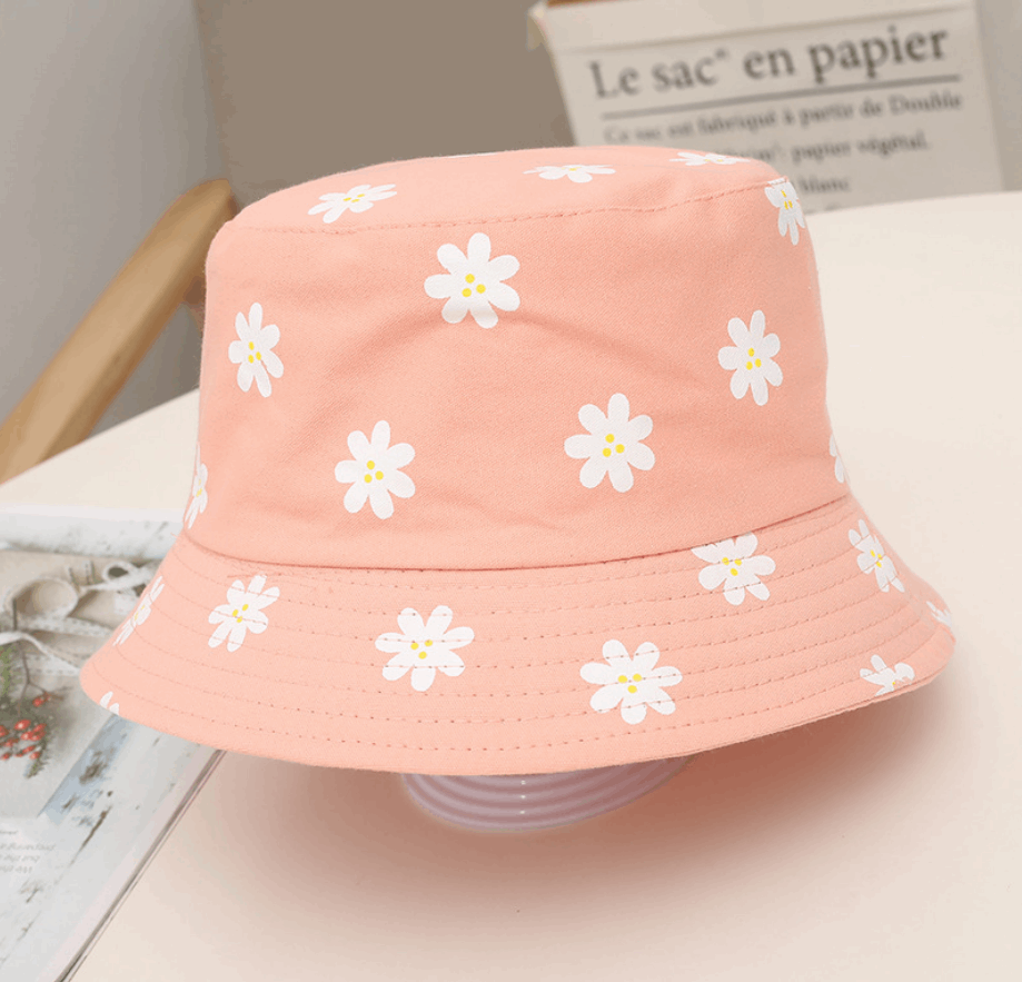 Double-Sided Daisy Bucket Hat - Pink M