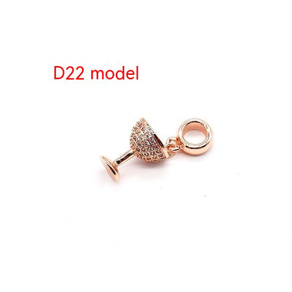Copper Plated Rose and Silver Jewelry Charms - Rose D22 Style
