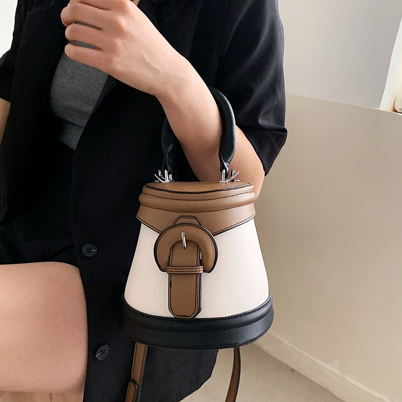 Small Bucket Handbag with Lock Front