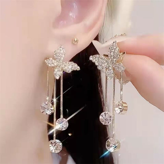 Short Butterfly Tassel Earrings -