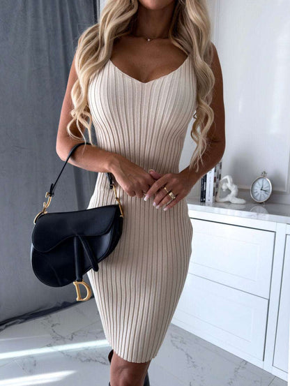 2pcs Long Sleeveless Dress with Cropped Sweater Cover -