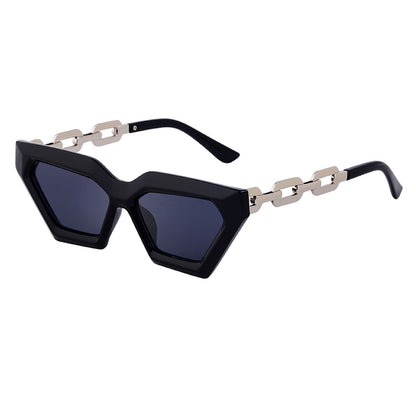Thick Framed Cat Eye Sunglasses - C2 Bright black silver