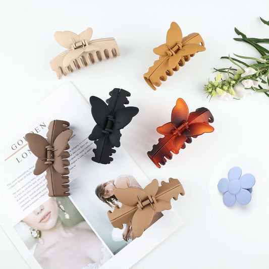 Large Frosted Butterfly Hair Claw Clips -