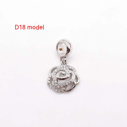 Copper Plated Rose and Silver Jewelry Charms - White Gold Color D18 Style