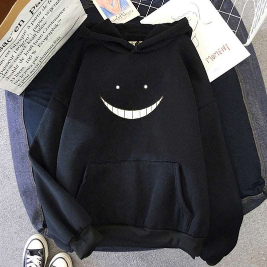 Fine-Lined Smiley Face Hoodie