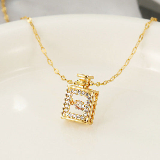 Simple Perfume Bottle Clavicle Chain Necklace - Gold Perfume Bottle