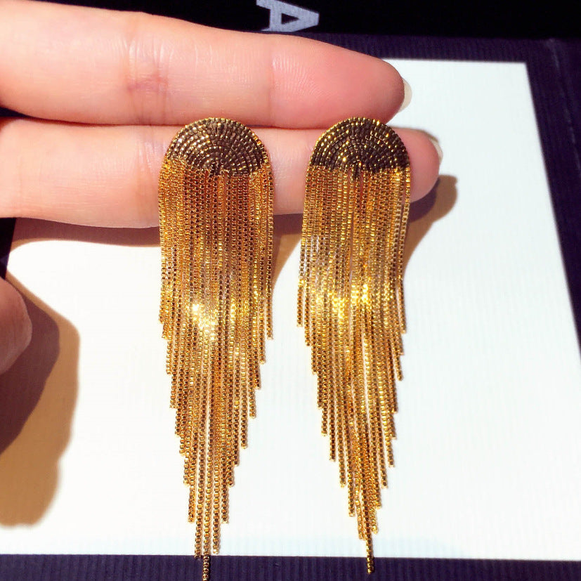 Long Layered Tassel Earrings - Gold