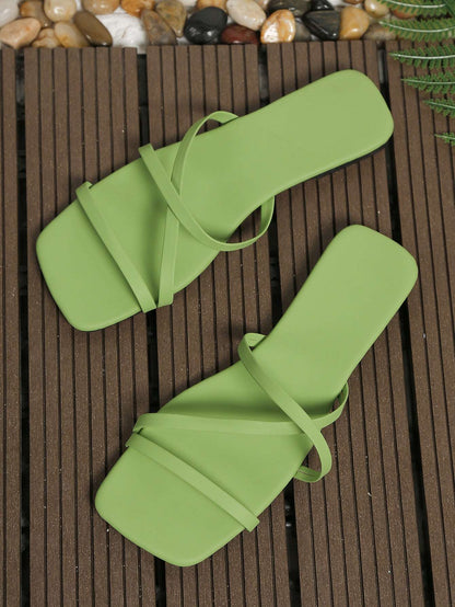 Cross-Strap Summer Sandals - Green