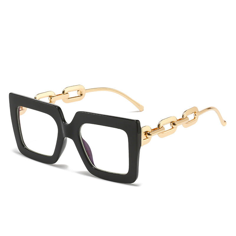 Large Square Flat Glasses - Bright black
