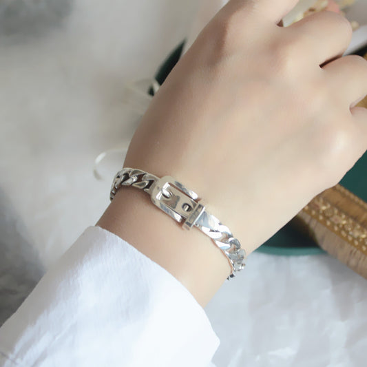 Women's 925 Sterling Silver Chain Belt Bracelet -