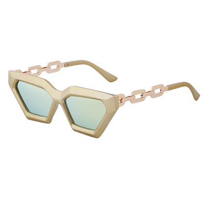 Thick Framed Cat Eye Sunglasses - C8 porcelain gold plating