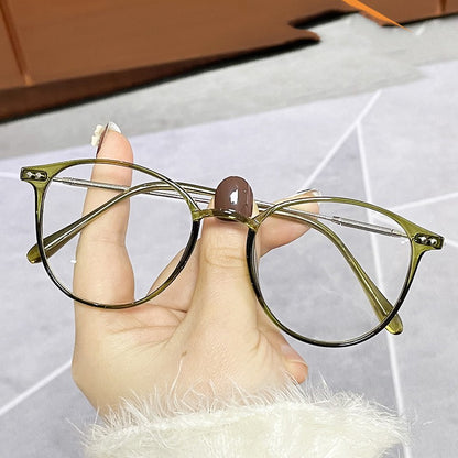 Round Thin Framed Glasses - Transparent green