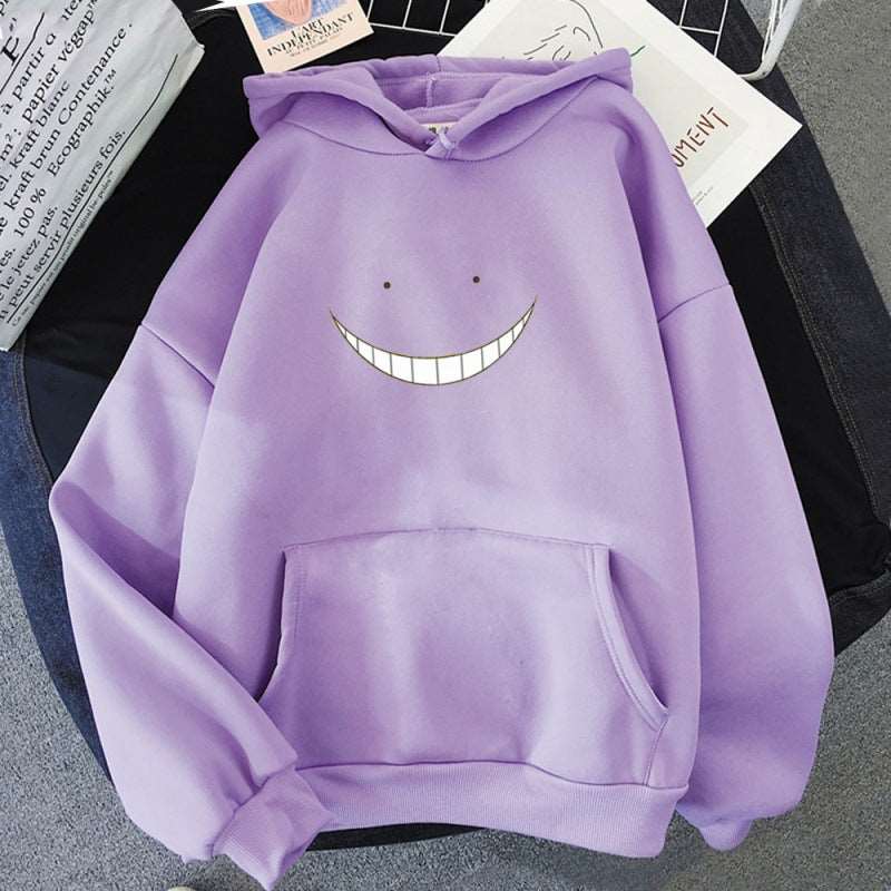 Fine-Lined Smiley Face Hoodie