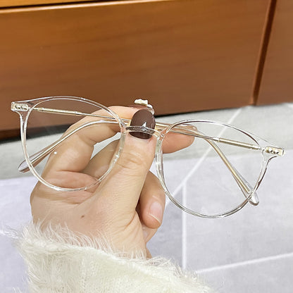 Round Thin Framed Glasses - Transparent white